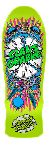 2024 SANTA CRUZ CLAUS GRABKE EXPLODING CLOCK REISSUE SKATEBOARD DECK LIME