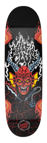 SANTA CRUZ X STRANGER THINGS HELLFIRE CLUB FLAMES SKATEBOARD DECK - 9.0"