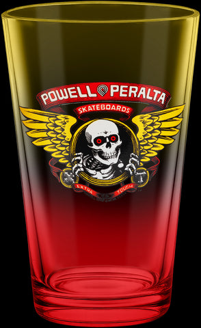 POWELL PERALTA PINT GLASS - WINGED RIPPER - YELLOW/RED FADE