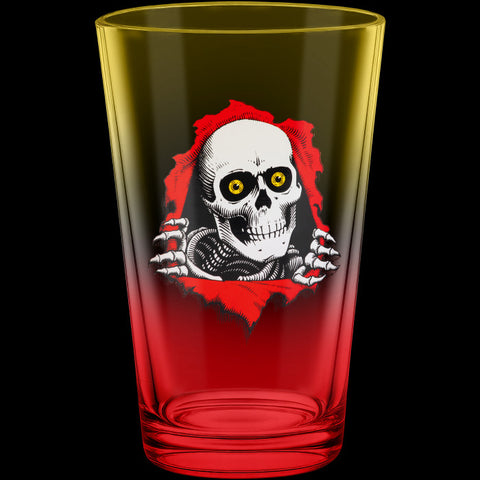 POWELL PERALTA PINT GLASS - RIPPER - YELLOW/RED FADE