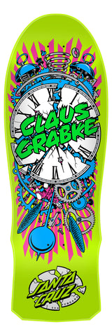 2024 SANTA CRUZ CLAUS GRABKE EXPLODING CLOCK REISSUE SKATEBOARD DECK LIME - PRE-ORDER