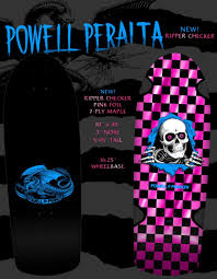 POWELL PERALTA OG RIPPER CHECKER REISSUE SKATEBOARD DECK - PINK FOIL - 10"